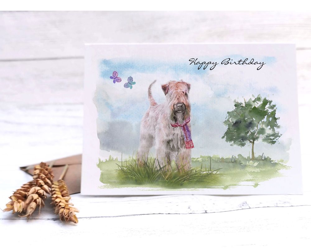 Soft Coated Wheaten Terrier Happy Birthday Card
