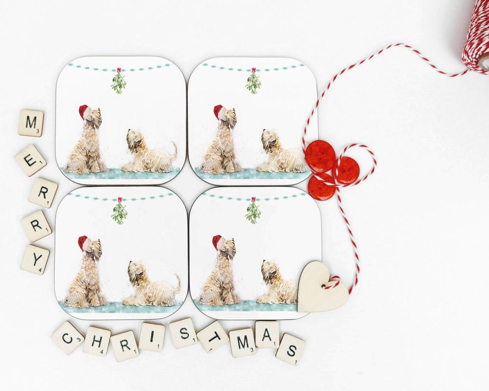 Soft Coated Wheaten Terrier Christmas Coasters