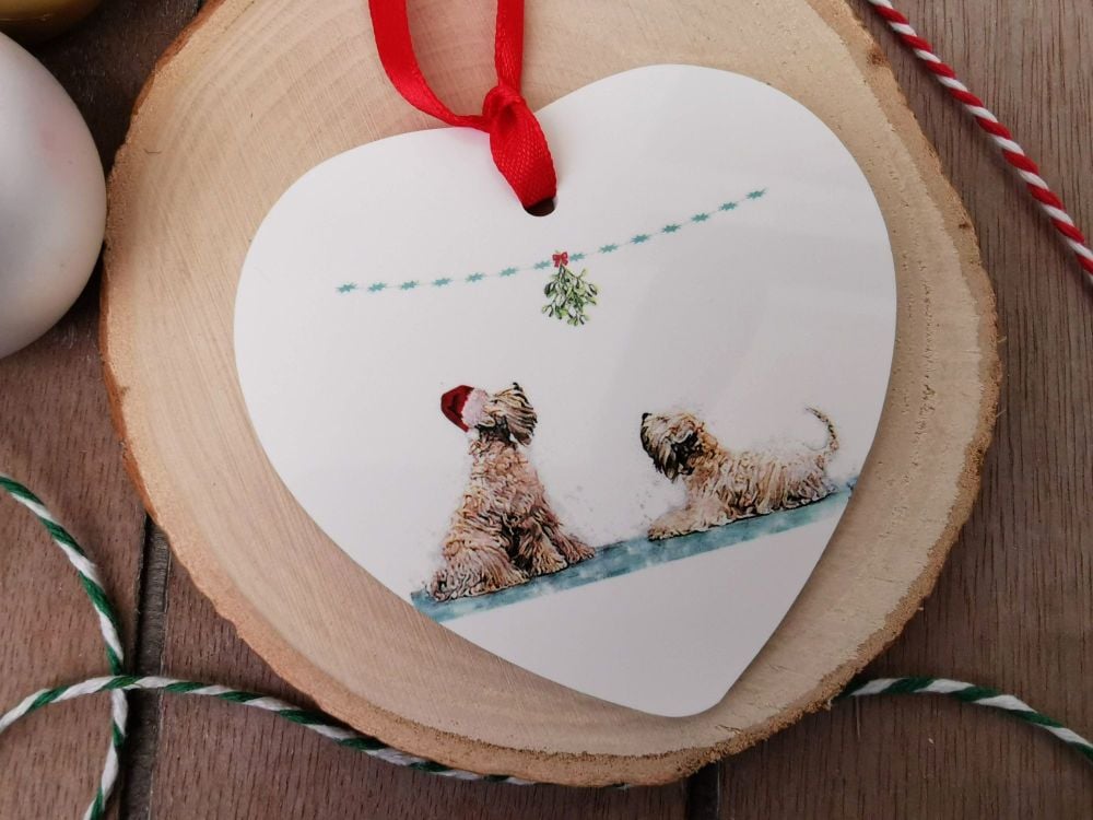Soft Coated Wheaten Terrier Christmas Heart Decoration