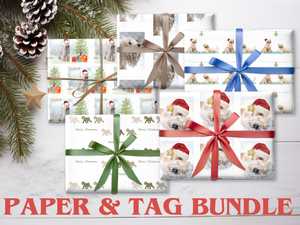 Soft Coated Wheaten Terrier Christmas Gift Paper & Tags Bundle