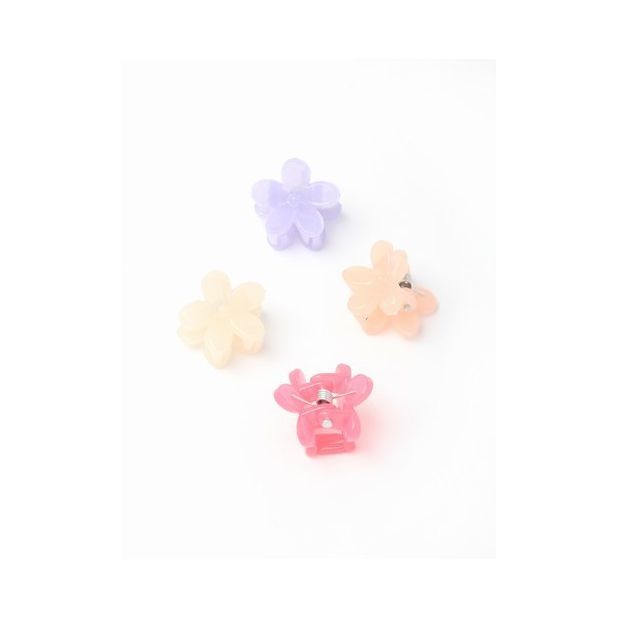 Girls Small Flower Hair Claw Clips - Pack of 4