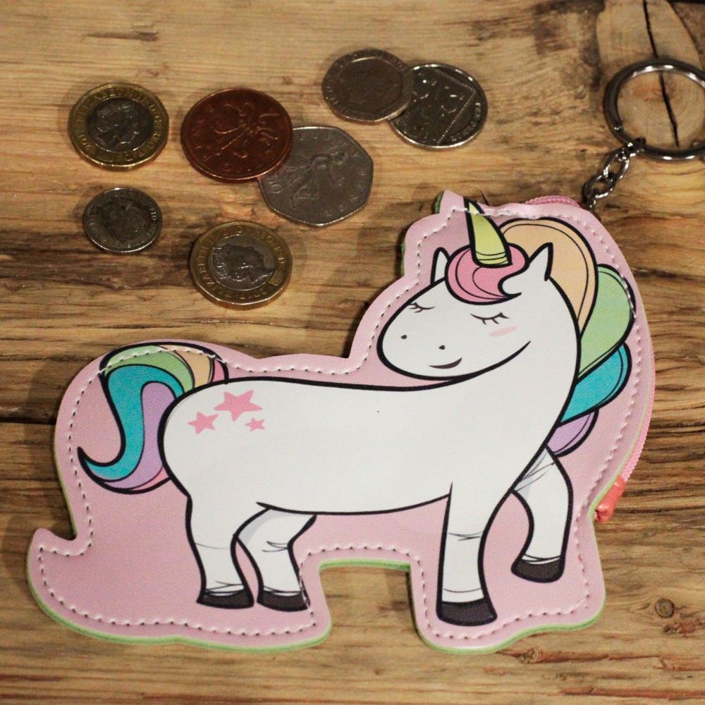 Childrens Unicorn Keychain Vinyl Coin Purse