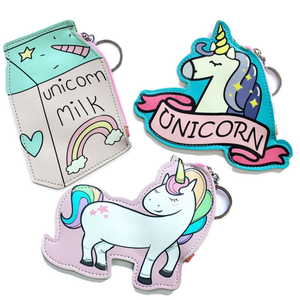 Childrens Unicorn Milk Vinyl Keychain Coin Purse