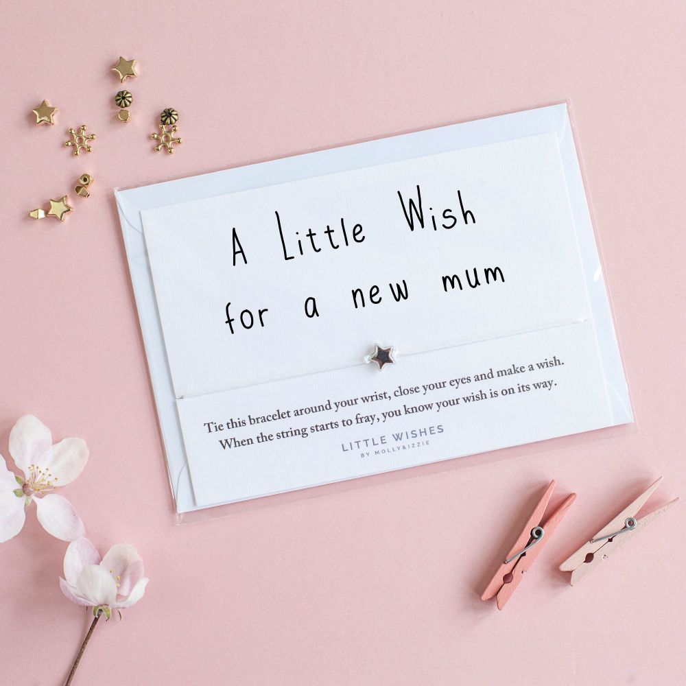 By Molly & Izzie | "A Little Wish for a New Mum" Star Charm Wish Bracelet Card