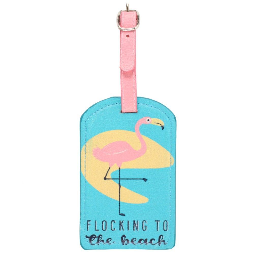 Flamingo Themed Luggage ID Tag with Text