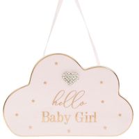 Mad Dots | Baby Girl Pink Ceramic Cloud Door Sign