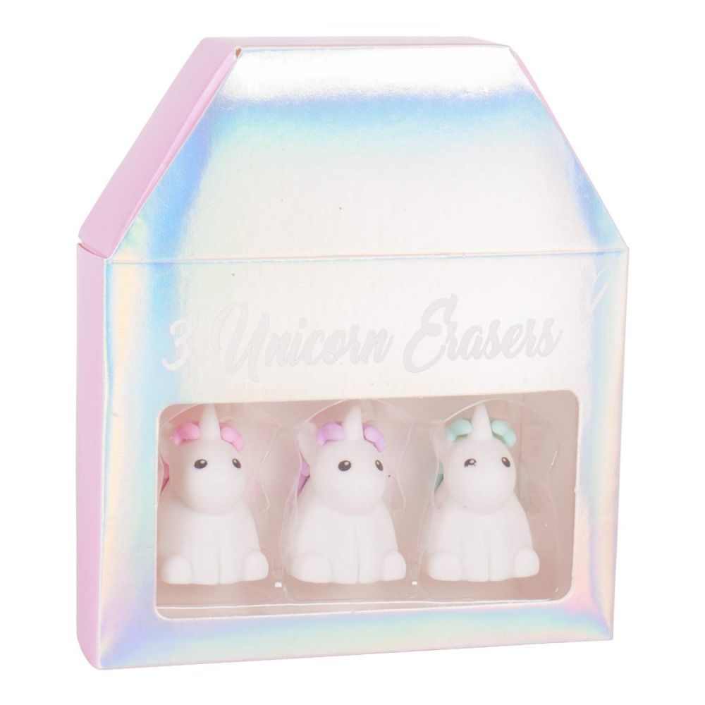 3D Unicorn Eraser Set (Pack of 3)