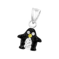 Children's Sterling Silver Crystal Penguin Pendant 