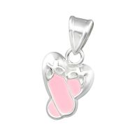 Sterling Silver Pink Ballet Shoes Charm Pendant