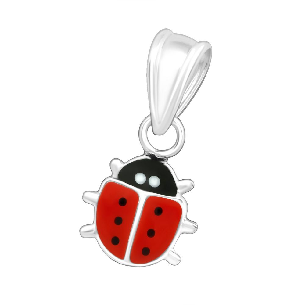 Sterling Silver Red Ladybird Charm Pendant
