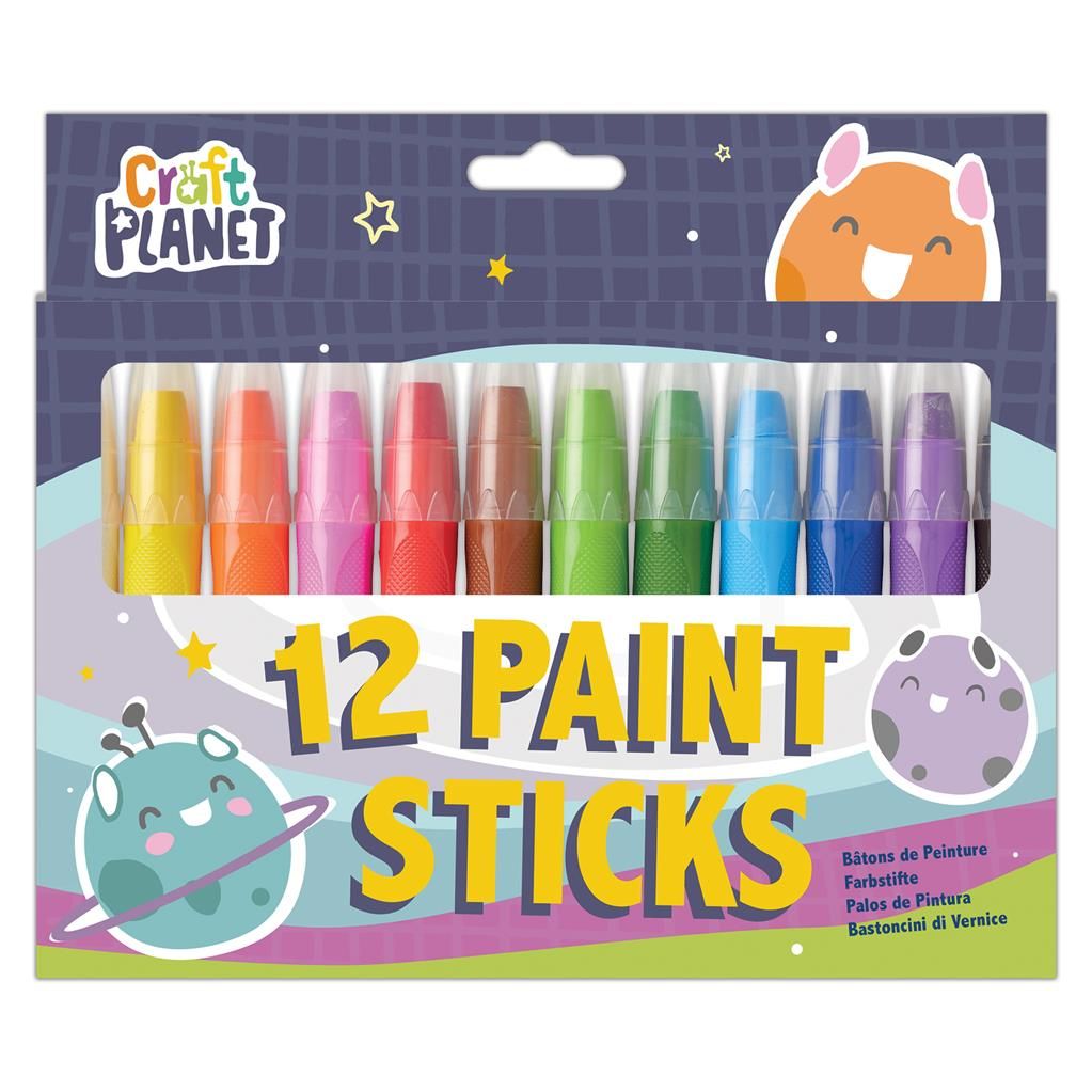Bright Coloured Paint Sticks - Pack of 12 | Craft Planet