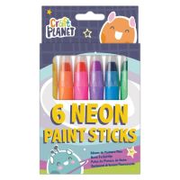 Craft Planet | Neon Coloured Paint Sticks - Pack of 6 