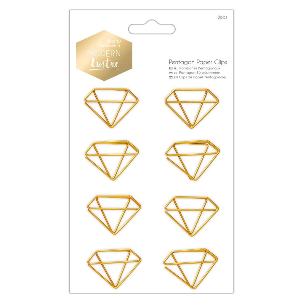 Docrafts Papermania Gold Pentagon Paper Clips: Pack of 8