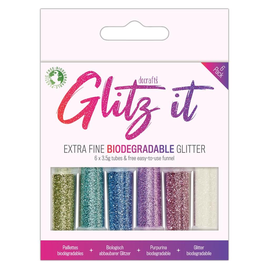 Papermania Glitz It Biodegradable Extra Fine Pastel Glitter Pots ( 6 pack)