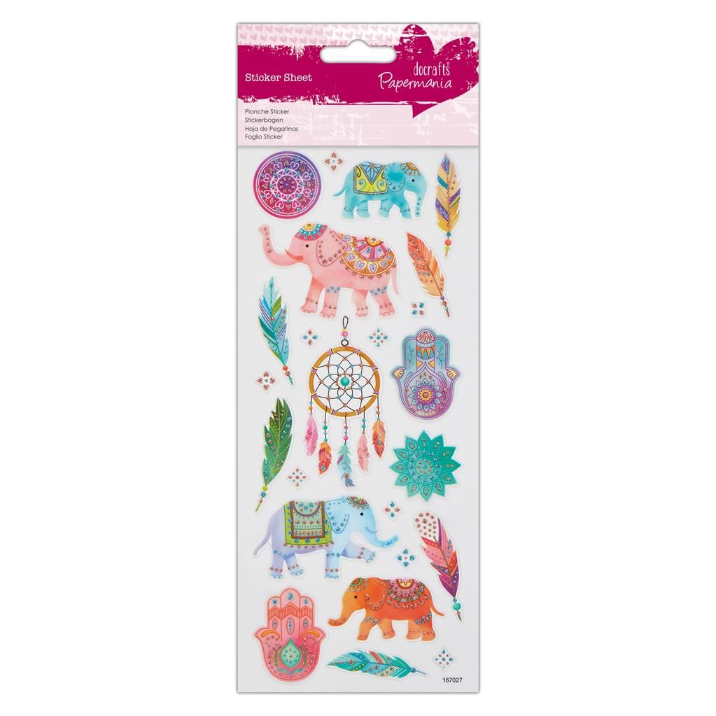Papermania Indian Elephant Glitter Craft Stickers