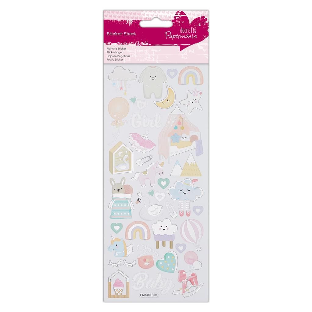Papermania "Baby Girl" Assorted Foil Craft Stickers