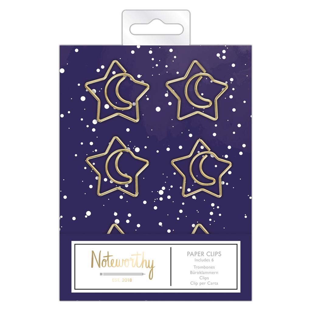 Star & Moon Metal Paper Clips | Noteworthy
