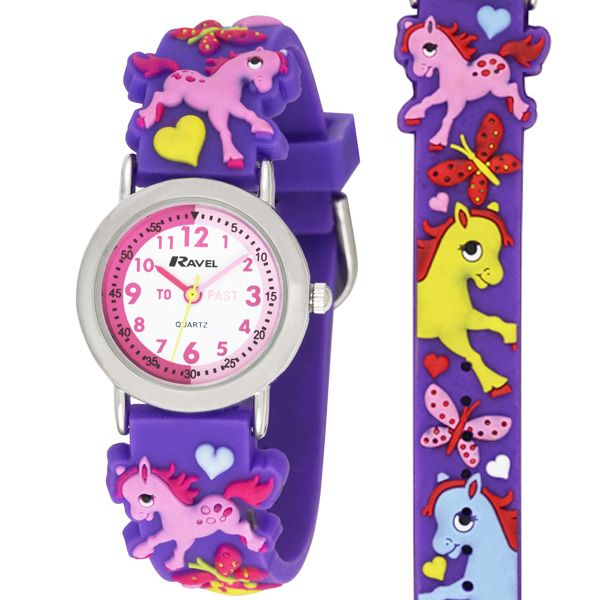 Ravel Kids | Girls Purple Pony Time Teacher Watch