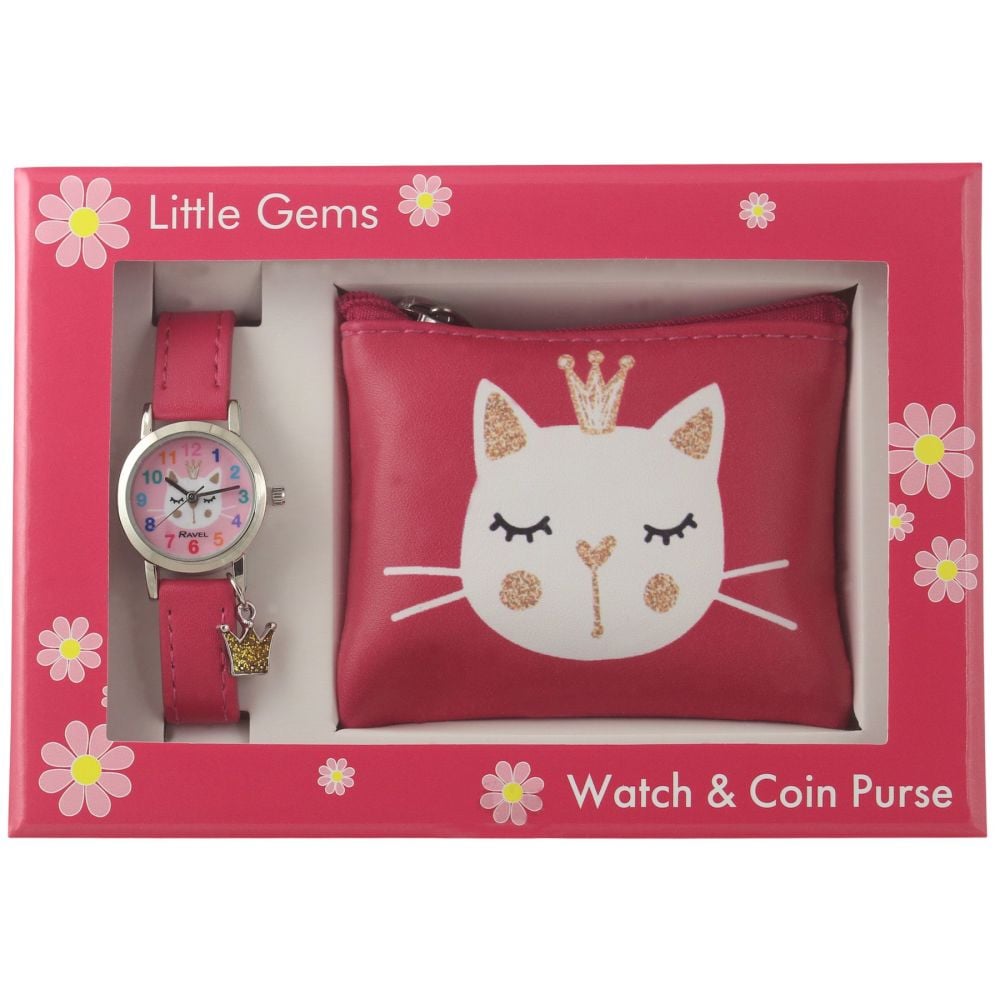 Ravel Little Gems Watch and Purse Gift Set: Kitten