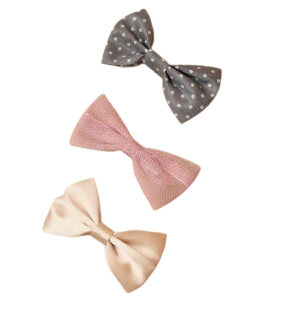 Girls Fabric Bow Hair Clips - Assorted