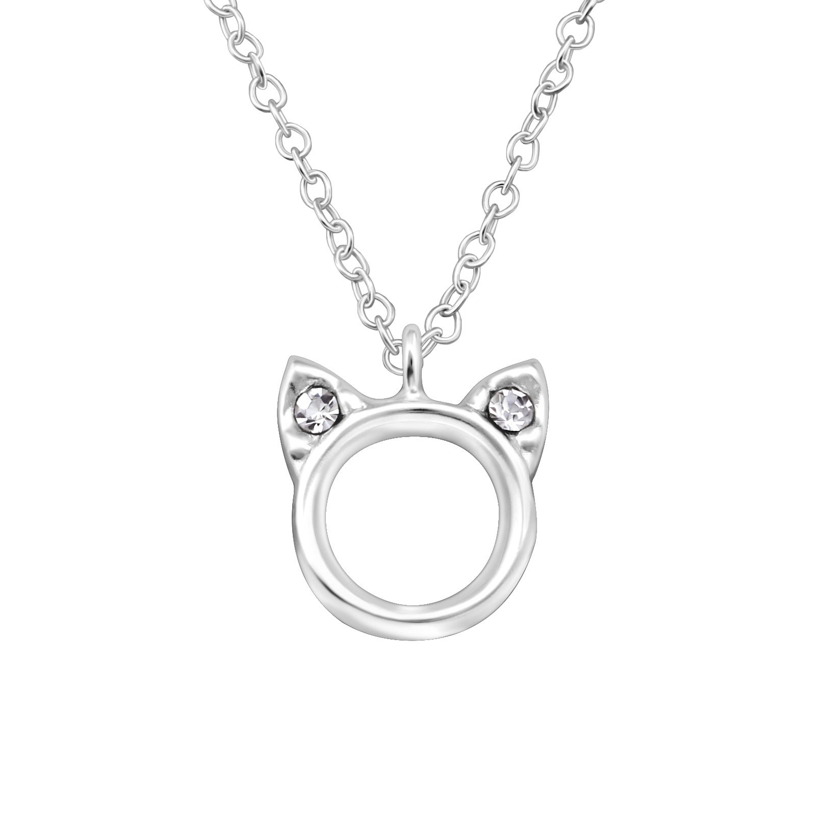 Girls Silver Cat Necklace