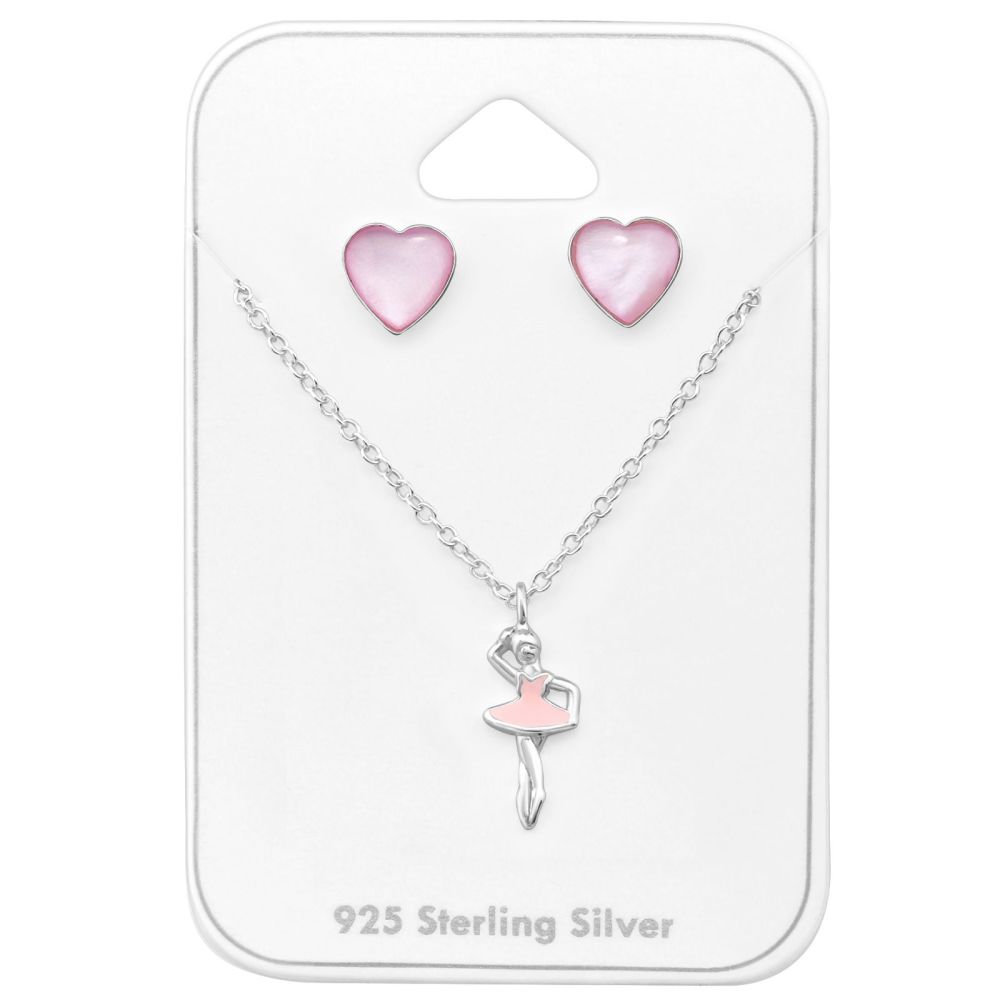 Children's Sterling Silver Ballerina Necklace Set