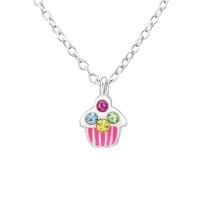 Children's Sterling Silver Cupcake Pendant Necklace