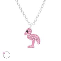 Children's Sterling Silver Crystal Flamingo Pendant Necklace