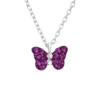 Children's Butterfly 925 Sterling Silver Crystal Necklace 