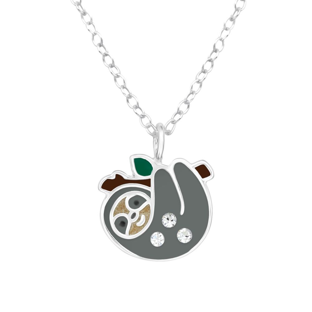 Children's Sloth 925 Sterling Silver Necklace 