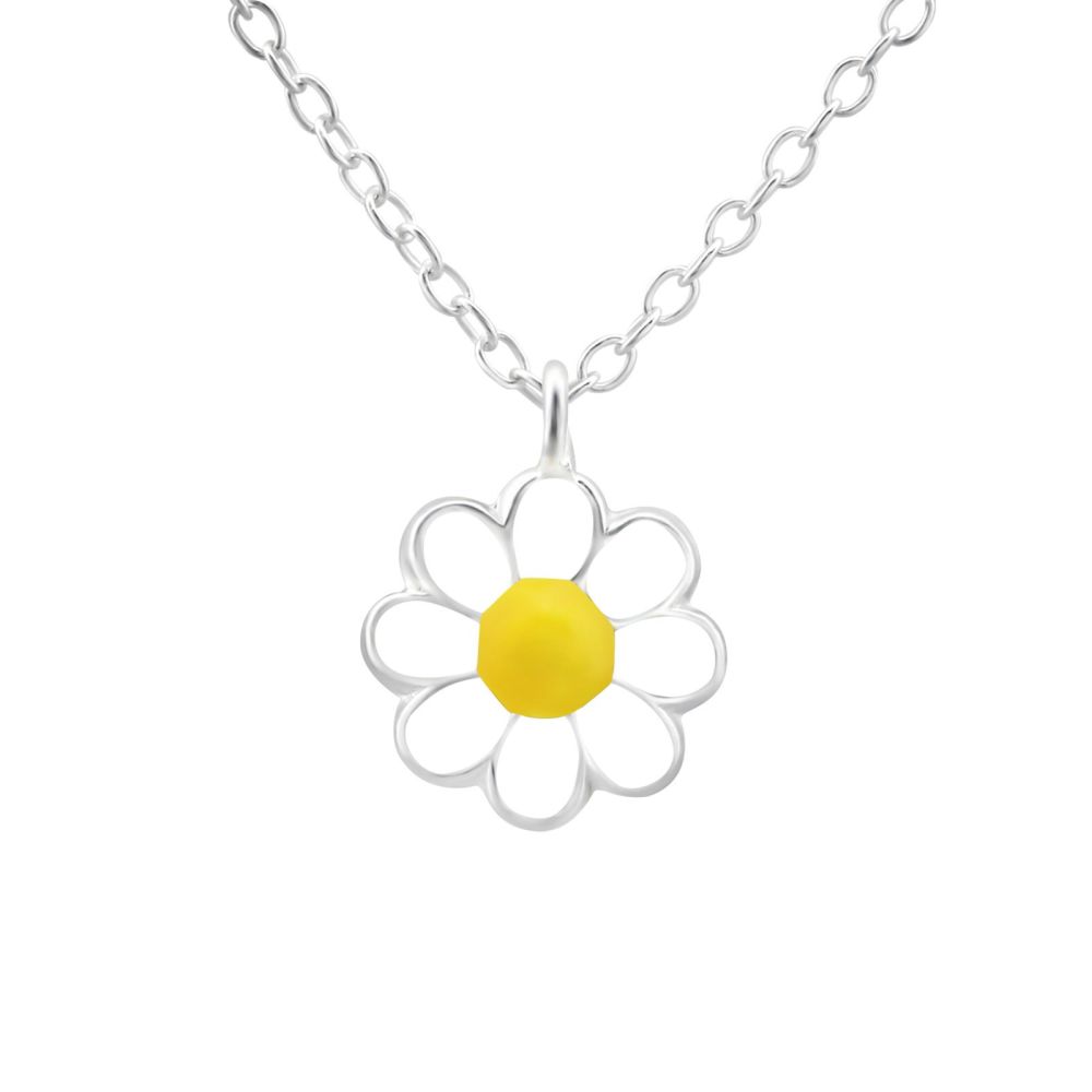 Sterling Silver Daisy Pendant Chain Necklace