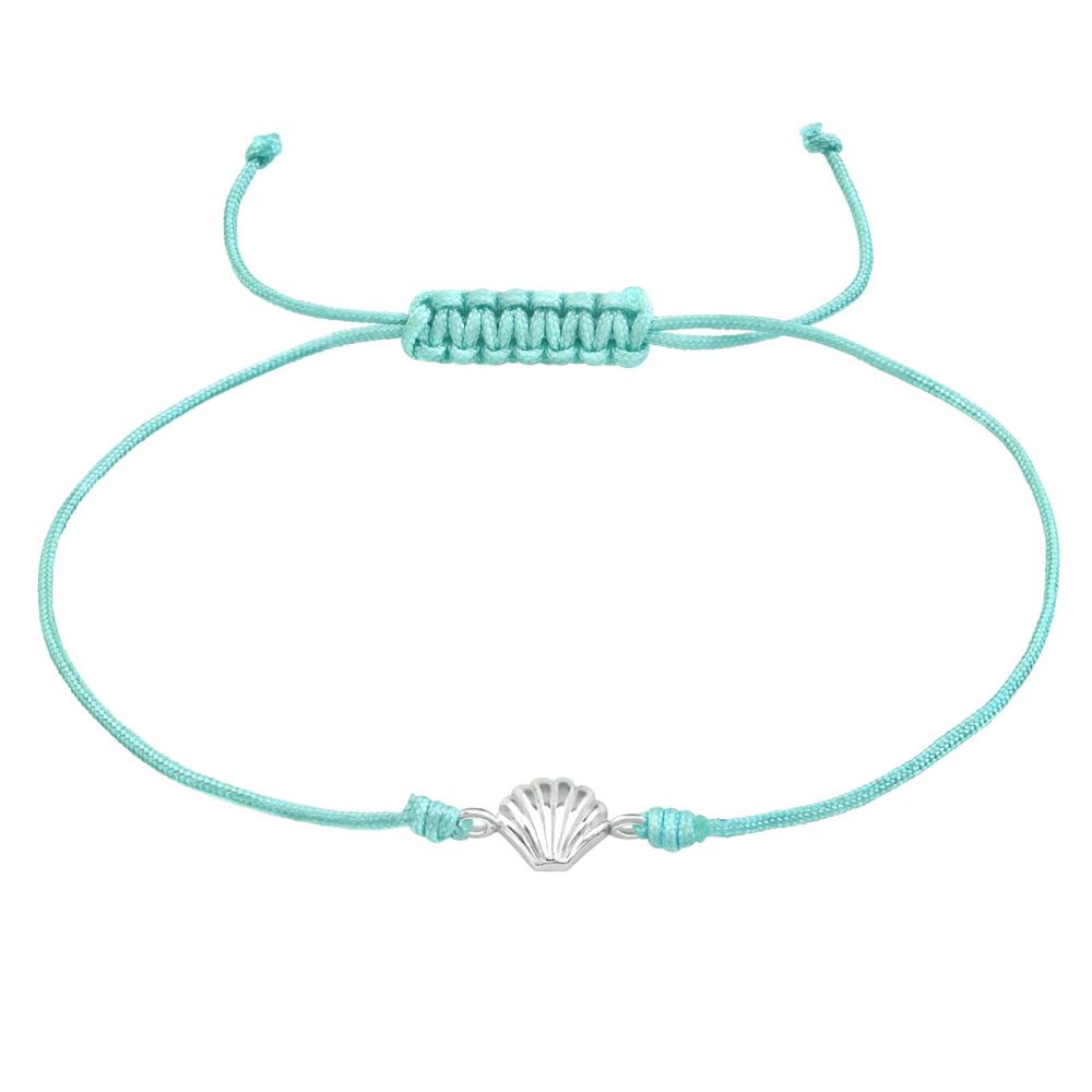 Girls Silver Shell Cord Bracelet