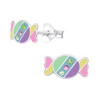 Girls Sterling Silver Pastel Candy Ear Studs with Multi Crystals