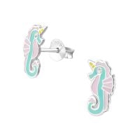 Children's Sterling Silver Sea Horse Ear Studs