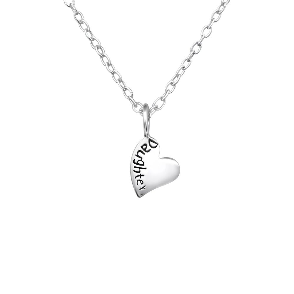 Sterling Silver Daughter Heart Pendant Chain Necklace