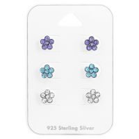 Children's Sterling Silver Flower Ear Stud Set