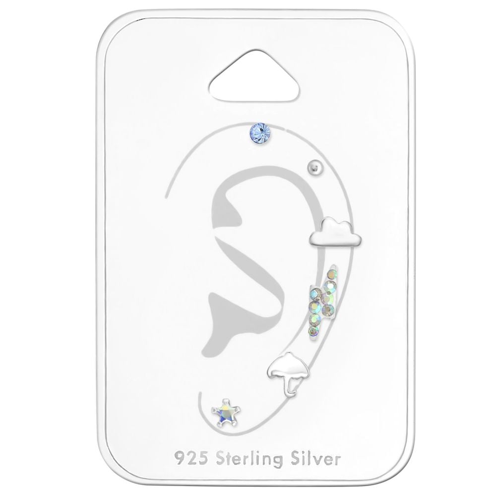 Children's Rainy Day 925 Sterling Silver Ear Stud Set