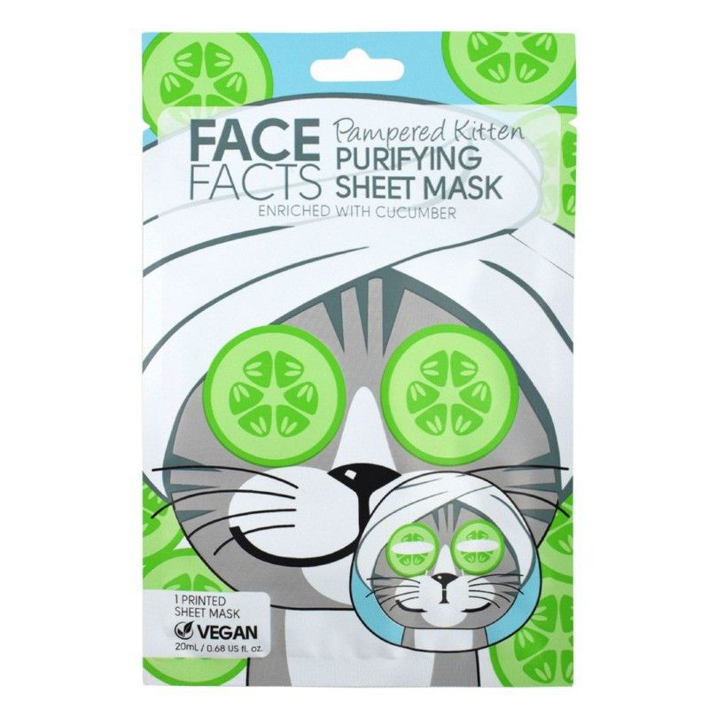 Face Facts Printed Sheet Face Mask - Pampered Kitten