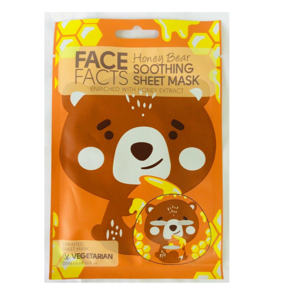 Face Facts Printed Sheet Face Mask - Honey Bear