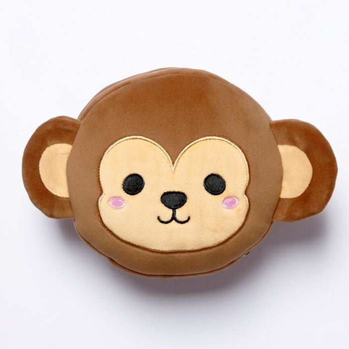 Relaxeazzz Round Plush Travel Pillow & Eye Mask: Monkey