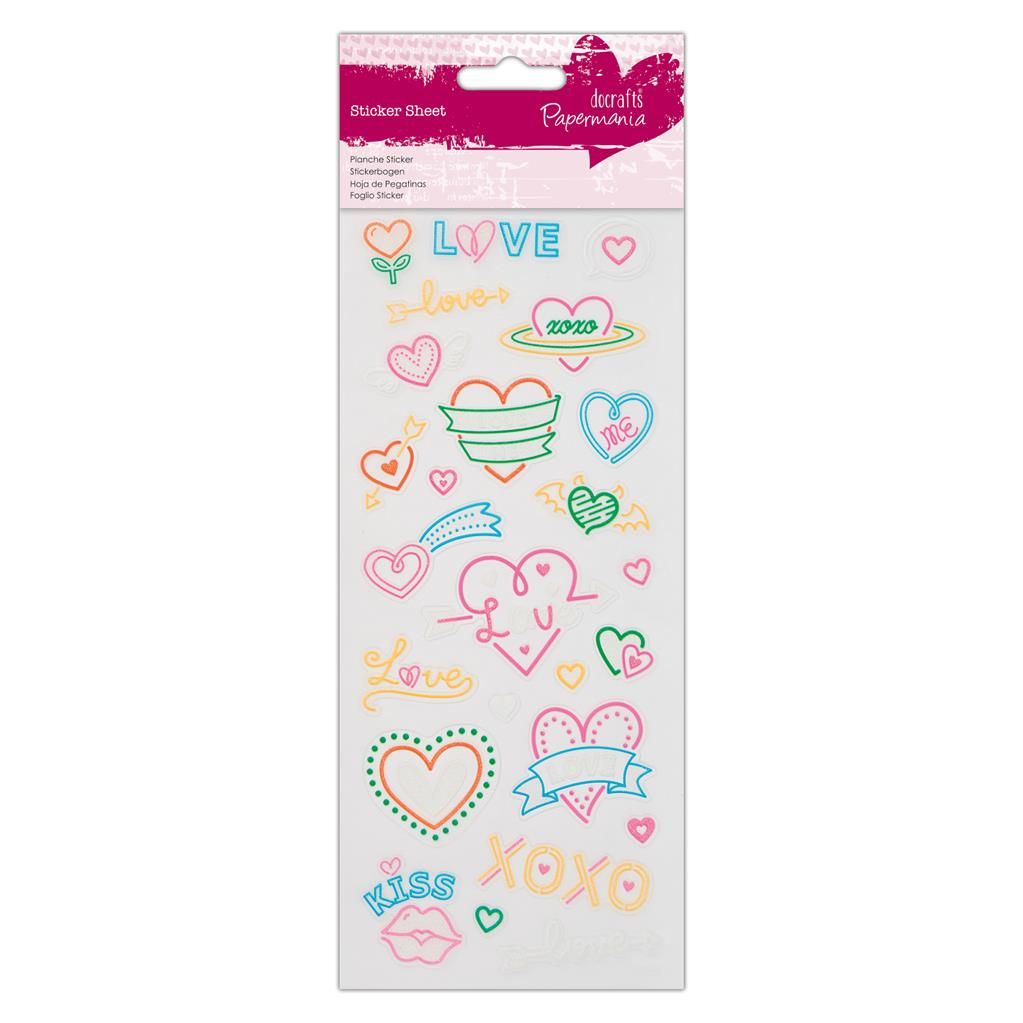 Papermania Neon Craft Stickers: Love 