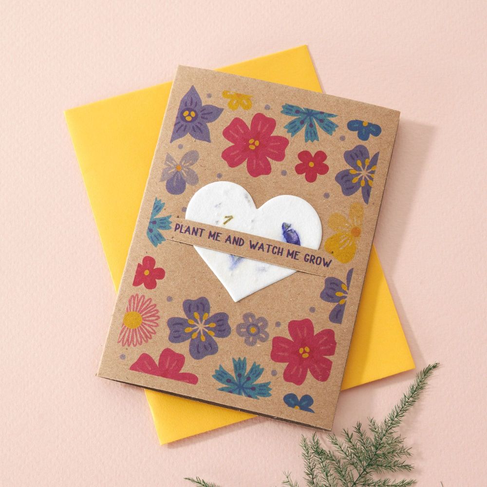 By Mollie & Izzie | Wildflower Plantable Seed Heart & Blank Card - Flower Burst