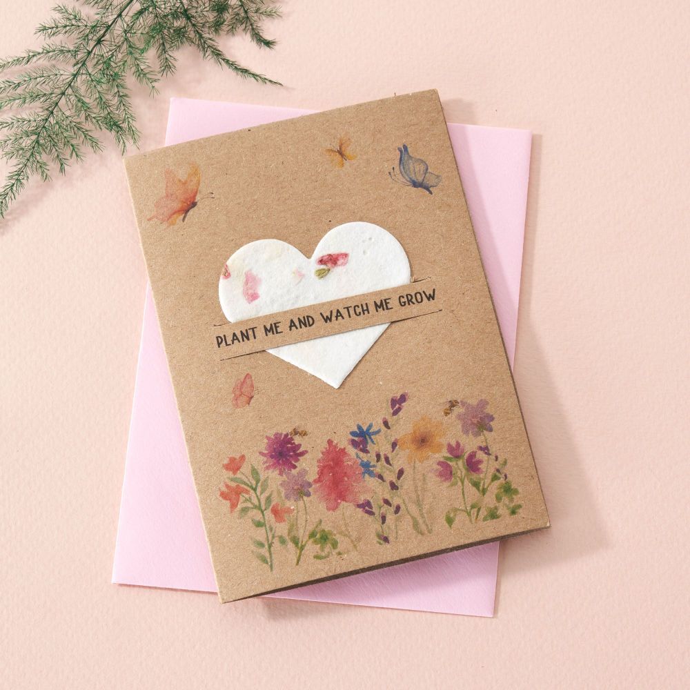 By Mollie & Izzie | Wildflower Plantable Seed Heart & Blank Card - Butterfly Bloom