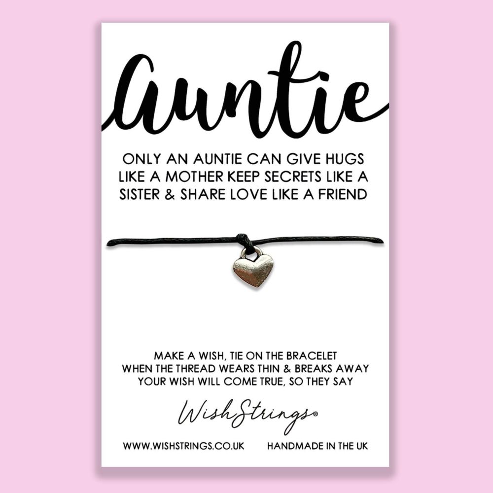 Wishstrings | "Auntie" Heart Charm Wish Bracelet