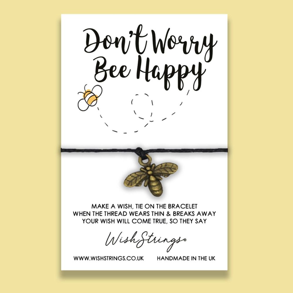 Wishstrings | "Don't Worry Bee Happy" Bee Charm Wish Bracelet
