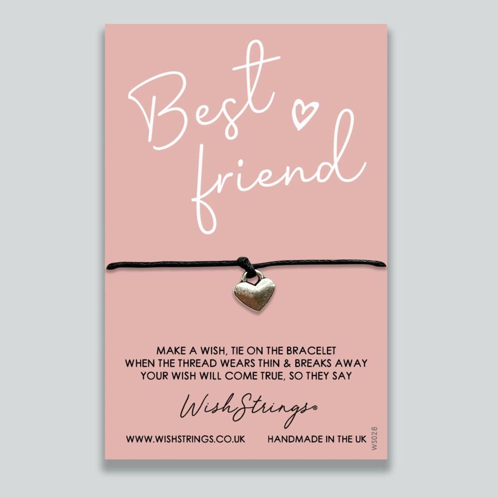 Wishstrings | "Best Friend" Heart Charm Wish Bracelet