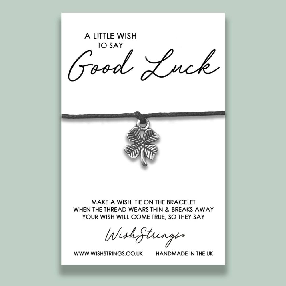 Wishstrings Littlewishes | "Good Luck" 4 Leaf Clover Charm Wish Bracelet