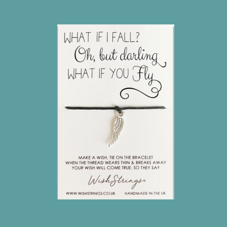 Wishstrings | "What if I Fall? but What if You Fly!" Feather Charm Wish Bracelet