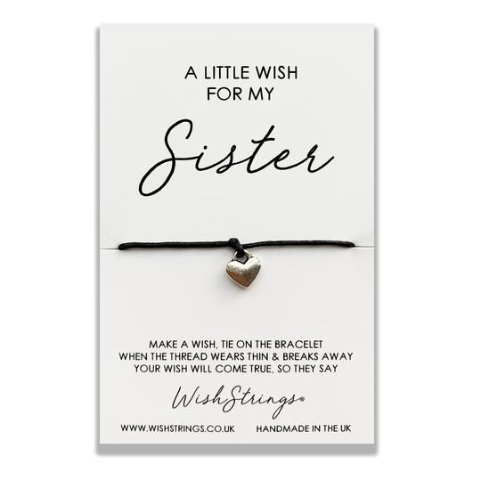 Wishstrings | A Little Wish For My "Sister" Heart Charm Wish Bracelet