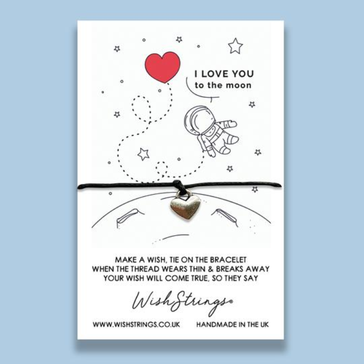 Wishstrings | "I Love You to the Moon & Back" Heart Charm Wish Bracelet
